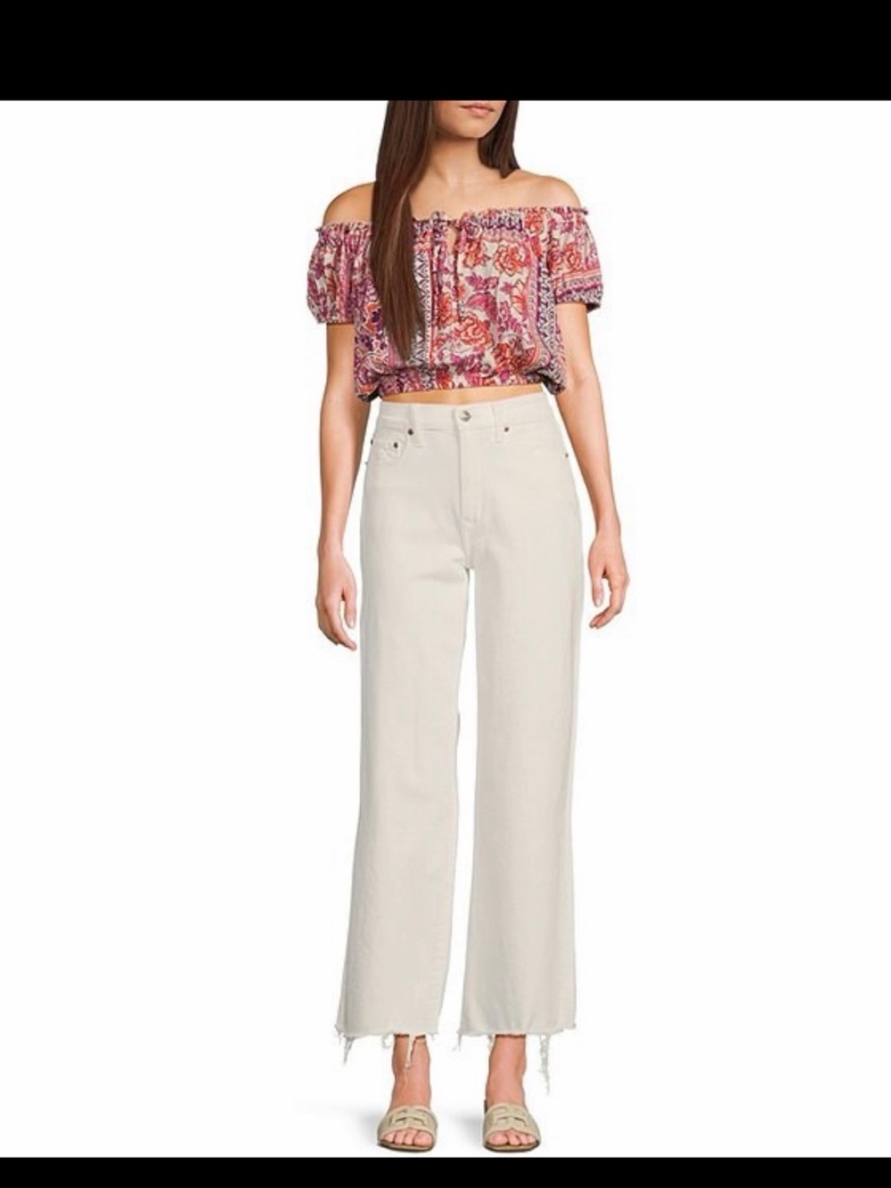 Daze Denim High-Rise Wide Leg Jeans in Off-White Sz 28